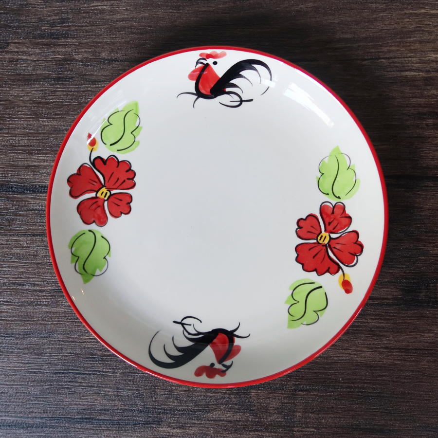 タイで人気のニワトリ柄食器の丸皿の通販