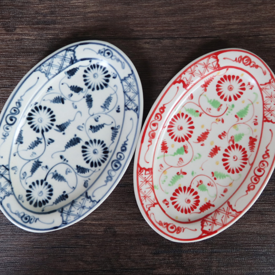 ベトナムのお土産としても人気の高いバッチャン焼きのオーバル皿