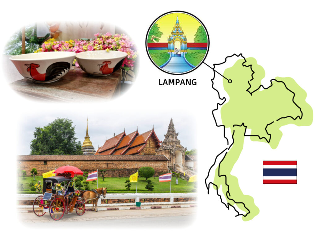 ニワトリ柄食器の生産地であるタイ北部のランパーン